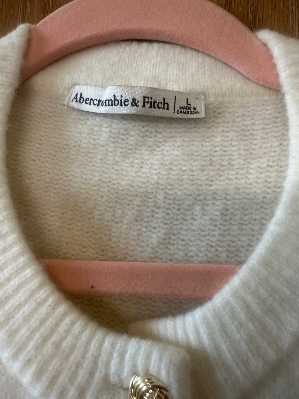 Abercrombie & Fitch Cream Button-Front Women's Cardigan - Picture 3 of 4
